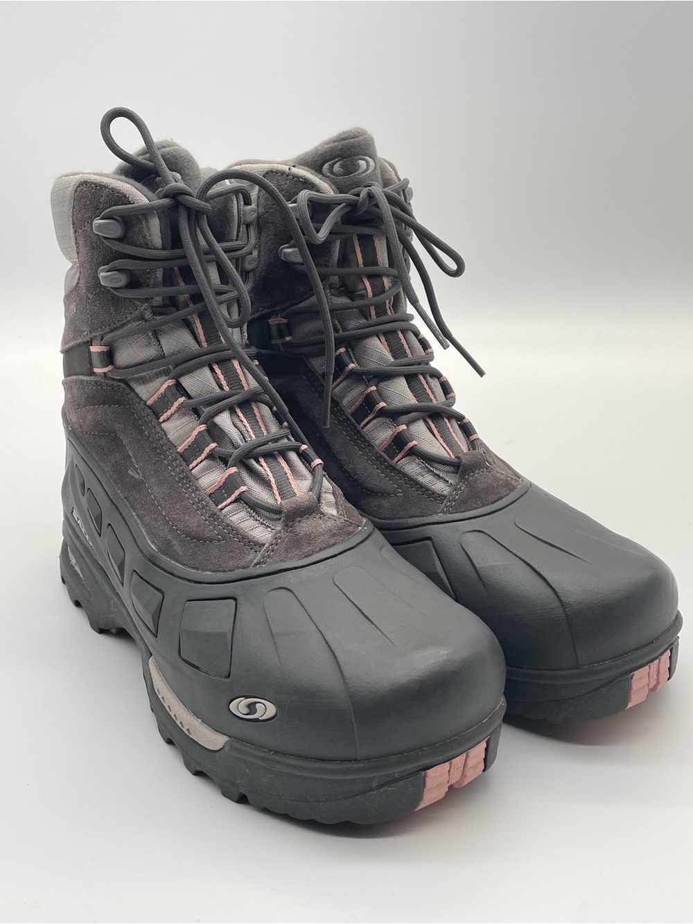 Salomon Women’s Waterproof Winter Boots Grey Pink Contagrip Size 10